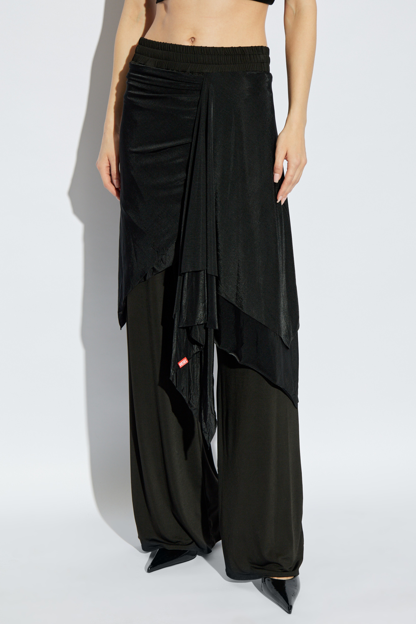 パンツ DIESEL P-Frizza-Plain P-FRIZZA-PLAIN Draped pants in fluid jersey｜ブラック
